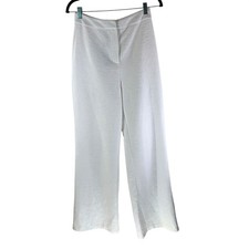 Boohoo White Tall Crinkle Straight Leg Trousers High Rise Size US 4