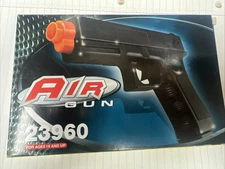 Air Gun Spring Pistol Hand Gun Toy With Target - Black - Orange Tip - 23960