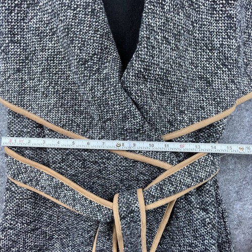 THML Sweater Womens Small Grey Brown Belted Cardigan Quiet Luxury Career Wrap - Picture 4 of 6