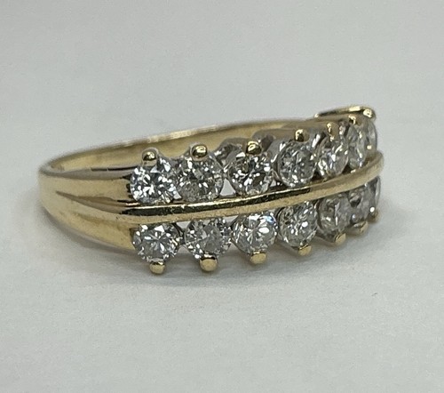DIAMANT 14K RING - 2 REIHIG - 14 DIAMANTEN 0,84 E.T.D.W. - Größe 5,5 (J1407) - Bild 2 von 11