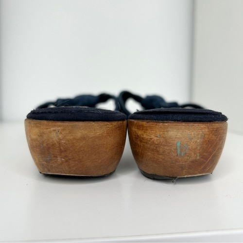JIMMY CHOO Sandals Size 38 Vintage Blue Denim Bow Knot Suede Wood Slip On Slide - Picture 4 of 13