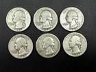 Lot of 6 Silver Washington Quarters 1942 1942 1945 1945 1943 1946 Silver .90