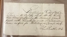 Civil War 1862 Letter Notable Dr Buckler Baltimore Edgar Allan Poe interest
