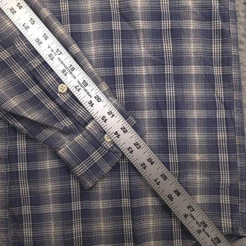 Abercrombie Fitch Men’s Button Down Shirt L Blue Plaid Long Sleeve Cotton - Picture 8 of 10
