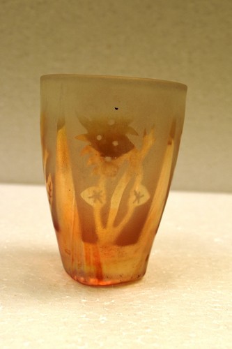 Vintage Jain Glass Works Flower Lancia Quartet calendula incisa arte vetro tumble"R - Foto 4 di 11