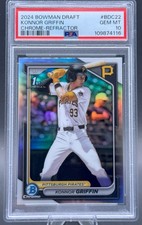 KONNOR GRIFFIN 2024 BOWMAN DRAFT CHROME REFRACTOR #BDC22 RC PSA 10 Pirates
