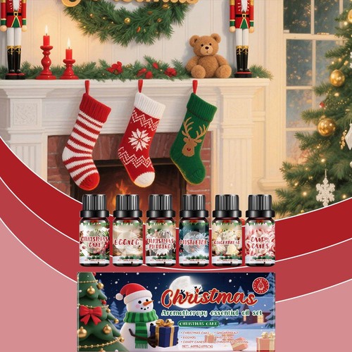 Aromatherapie ätherisches Öl Set für Weihnachtsgeschenk, 10ml * 6 Stück, natürliche Form ^ - Bild 4 von 12