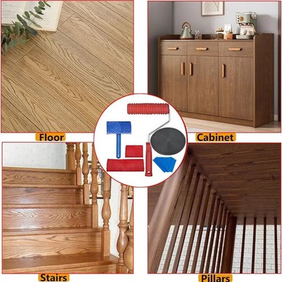 Holzmaserungswerkzeuge Set Malerei Textur Gummi Rollen Pinsel DIY Dekoration