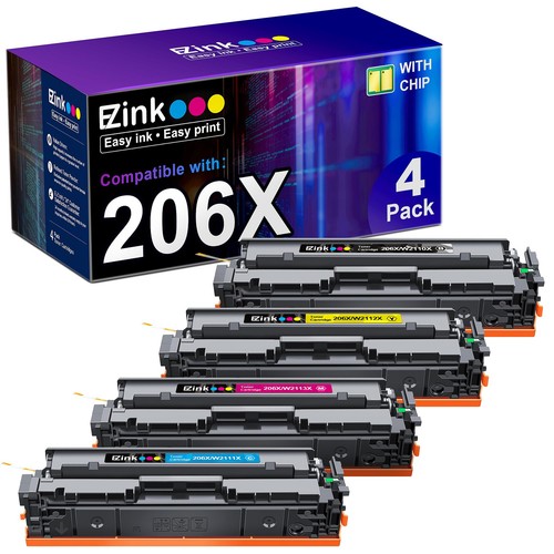 E Z Ink 206X Toner Cartridges 4 Pack Compatible for HP Color Pro MFP Series - Picture 1 of 6