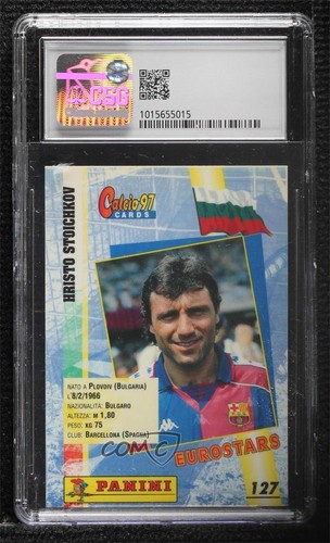 1997 Panini Calcio Eurostars Hristo Stoichkov #127 CSG 9 Mint - Picture 2 of 3