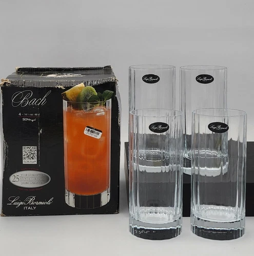 NWT Set Of 4 Luigi Bormioli Bach 16.25 oz Hiball Beverage Drinking Glass Clear