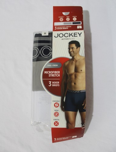 Jockey Men's 3 Pack Microfiber Stretch Boxer Briefs MG7 Multicolor Medium NWT