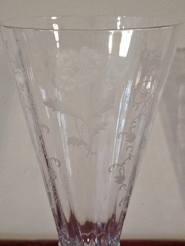Fostoria Shirley Etched Glass Vase Flame Base Vintage - Picture 7 of 14