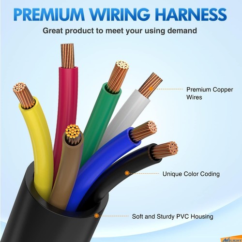 7 Way Molded 8ft Trailer Wire Light Plug Cord Junction Box Connector RV Camper - Foto 9 di 9