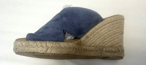 Carvela Kurt Geiger UK2 blue/grey suede (leather) wedge espadrille mule sandals - Picture 7 of 17