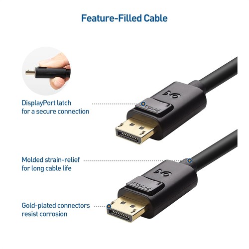 Cable Matters 4K DisplayPort Computer Monitor GPU GOLD DP 4K@60Hz 2K@144H 6' USA - Picture 8 of 8