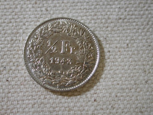 1943B Swiss 1/2F K23 Uncirculated - Picture 3 of 4