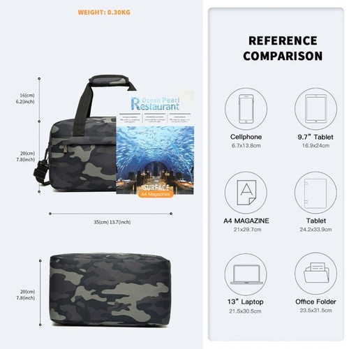 KONO Cabin Carry-on Under Seat Luggage Shoulder Bag Travel Handbag Gym Bag Camo - Picture 16 of 27