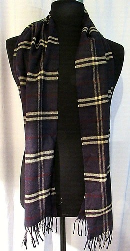 SCIARPA UOMO 100% CASHMERE MULTICOLORE NERO QUADRI PLAID MADE IN GERMANY 66"X12" - Foto 1 di 4