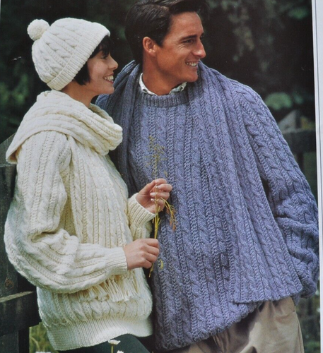 (109) Strickmuster zum Herstellen - Herren Damen Aran Pullover Hut Schal 30 Zoll - 48 Zoll - Bild 1 von 6