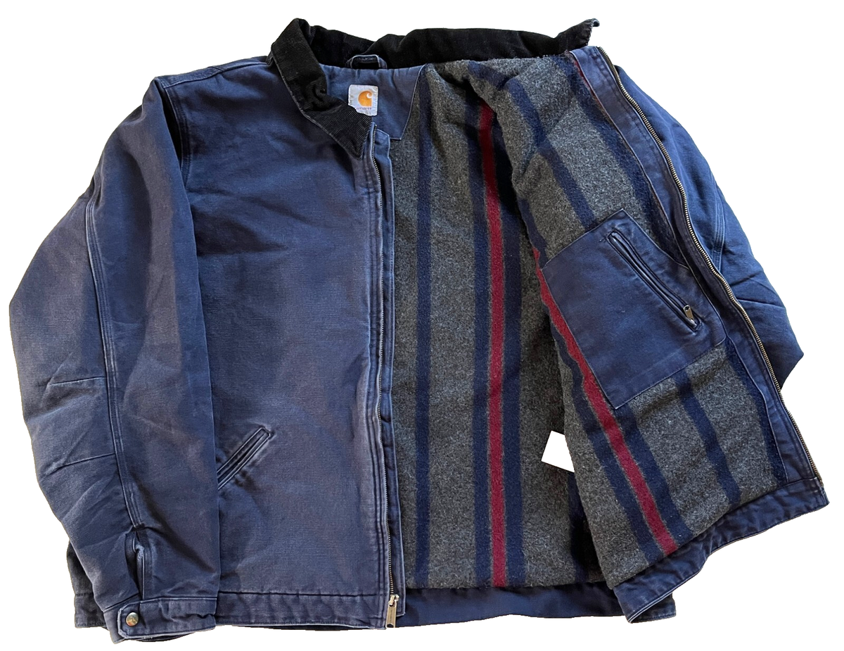 Carhartt Detroit Jacket ネイビー Men's Carhartt Blanket Lined Detroit Jacket 103828 Navy Faded Sz
