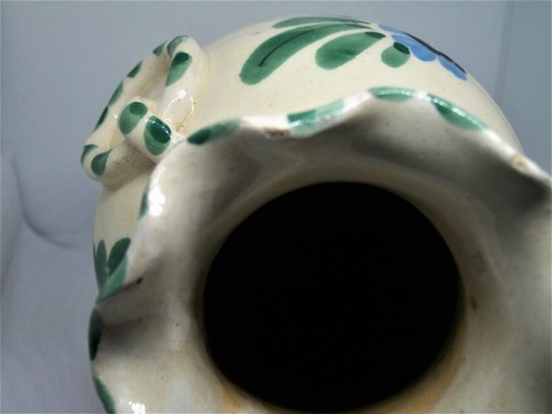 Vintage Majolika Vase bunt Blumenmuster Italien handgeschrieben auf Boden - Bild 5 von 5