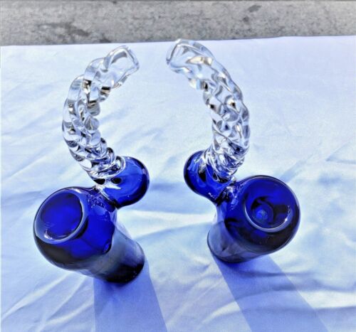 6" blaue Sherlock Glas Sprudler Pfeife mit verdrehtem Hals - US-Verkäufer - Bild 1 von 2