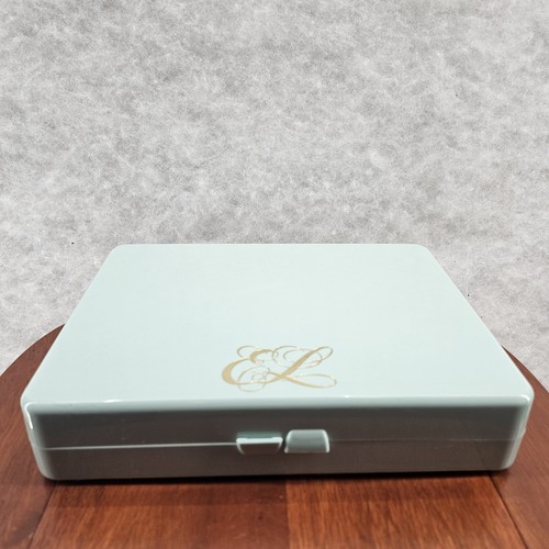 Vintage ESTEE LAUDER Makeup Case Box Sea-foam Green Hard Plastic Lidded 80s