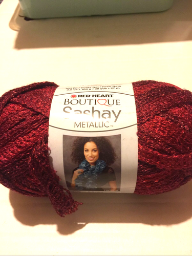 SASHAY METALLIC~Ribbon Yarn COLOR: Rubies #1949  WINE/RUBIES 3.5oz - Picture 1 of 7