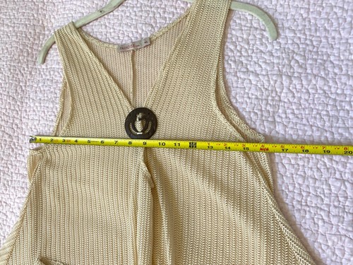 Ivory  Crochet - Cover Up Dress Sleeveless With Pockets Swim Dress  - Picture 6 of 10