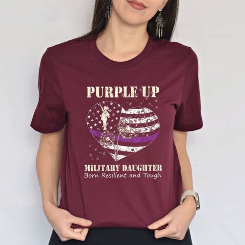 Purple Up Military Child Daughter Dandelion for Girls Kids T-Shirt - Picture 5 of 22