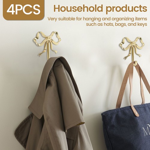 4Pcs Bow Hook Decorative Bow Hanger Sturdy Brass Towel Hook Multi-Purpose lePcw - Picture 9 of 22
