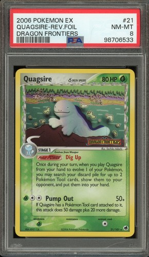 Pokemon Quagsire EX Dragon Frontiers Reverse Holo Rare #21 PSA 8 - Picture 1 of 2