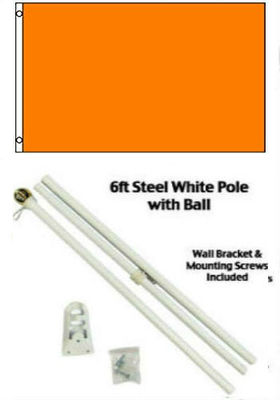2x3 2'x3' Advertising Solid Orange Flag White Pole Kit Gold Ball Top