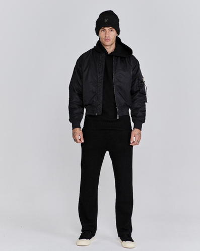 Chaqueta de bombardero negra mediana SikSilk para hombre - Imagen 3 de 5