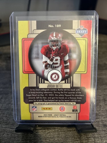 Jordan Battle Orange AUTO /149 RC Rookie 2023 Panini Legacy Football - Picture 3 of 3