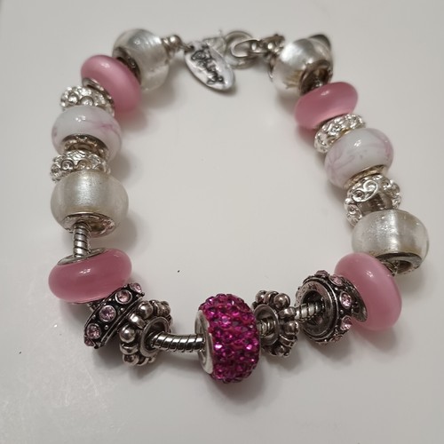 Working Girls Design Bling Pink Rhinestones Brescia #1B1001 Pink Glass Bracelet - 第 1/5 張圖片