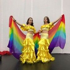 1pc Belly Dance Silk Veil Hand Scarf Silk Gradient Color Belly Dance Silk Scarf