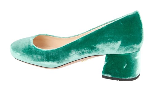 ZAPATOS PRADA PUMPS 1I573G LARICE VERDE TERCIOPELO REDONDO NUEVOS 36,5 37 - Imagen 4 de 11