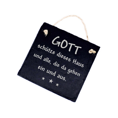 Gott schütze dieses Haus - Schild Schiefer Haussegen Einzug Türschild 11 x 11 cm