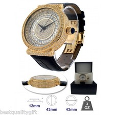 NEW BM BLING MASTER GOLD INFINITO BLACK LEATHER,PAVE CRYSTAL GLITZ WATCH-SWISS