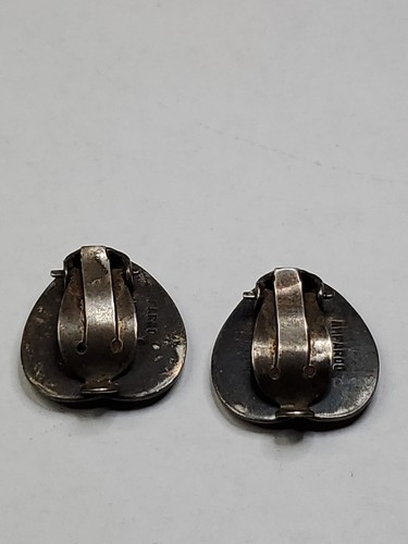 Vintage made in Siam Sterling Silver Clip On Earrings, Signed Amfarco - Picture 8 of 13