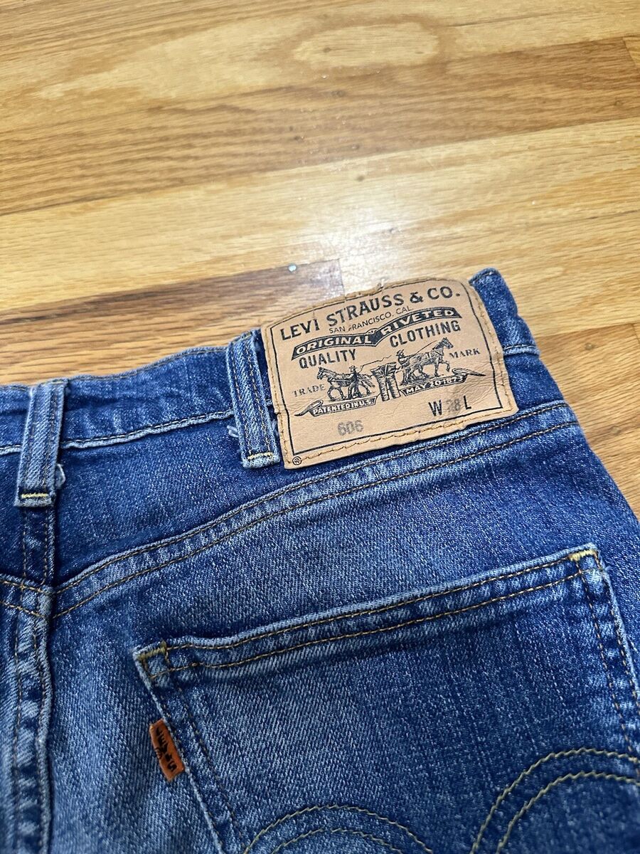 Vintage Levis Jeans Mens 28x26 Blue Slim LVC 606 Big E Vintage Levis Jeans Mens 28x26 Blue Slim LVC 606 Big E