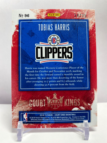 2018-19 Panini Court Kings Sapphire #'d /25 Tobias Harris Los Angeles Clippers - Picture 2 of 2