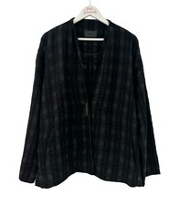 Oska Black Grey Wool Blend Partially Sheer Checked Plaid Jacket Size 3 Uk 14 16