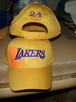 Kobe Bryant Personalized #24 NBA Yellow Lakers Hat New Free