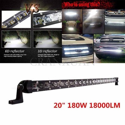 20inch 180W Slim Single Row 6D Spot Beam Off-Road LED Work Light Bar