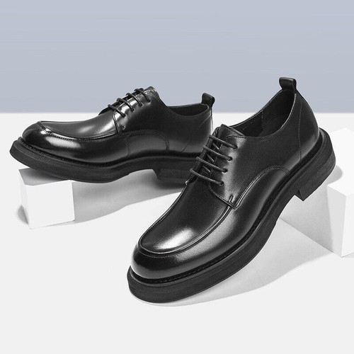Men's Platform Leather Soft Lace-up Round Toe Fashion Business Shoes - Bild 18 von 19