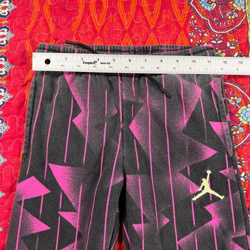Jordan Kids Geometric & Stripe Print Fleece Hoodie Jogger Set Black/Pink M 10-12 - Picture 12 of 23
