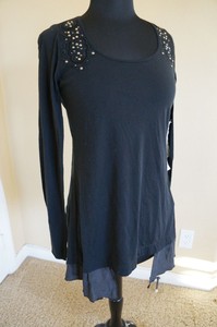 NEW-4-Love-amp-Liberty-by-Johnny-Was-Embroidered-Long-Sleeve-Black-Tunic-Top-S-M